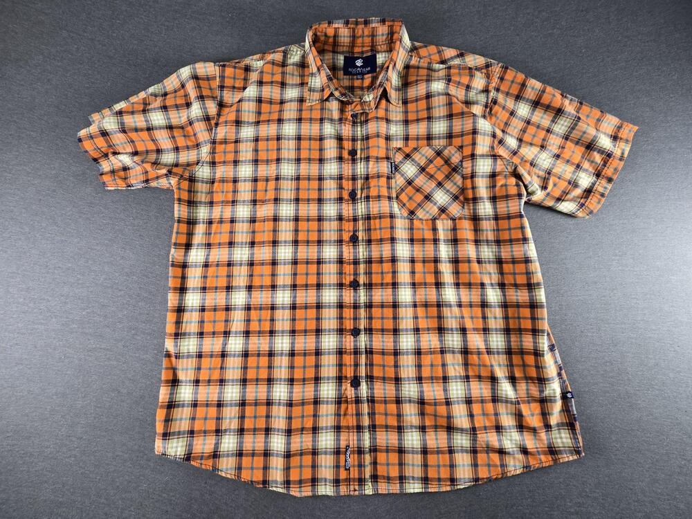 Rocawear Shirt Mens 4XLT Orange Plaid Short Sleeve Button Up Classic Big Tall